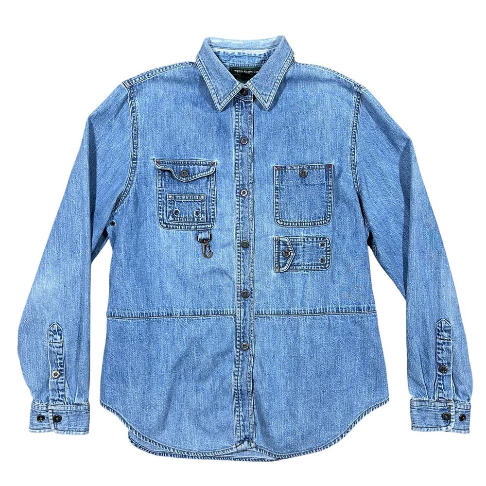 Vintage 90s Lauren Jeans Co Denim Shirt Womens 10P Ralph Lauren Button Up